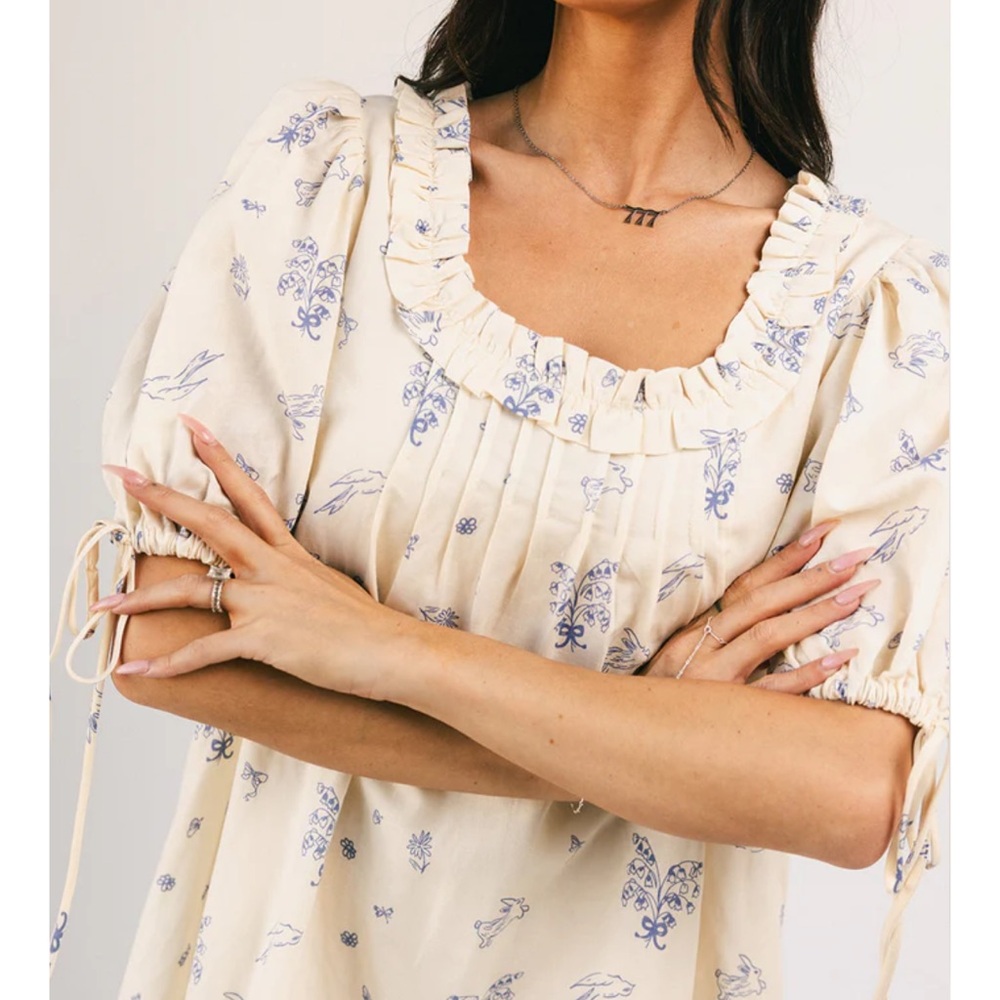 Zoco Clara Bunnies Floral Cream Mini Dress - Picture 3 of 3